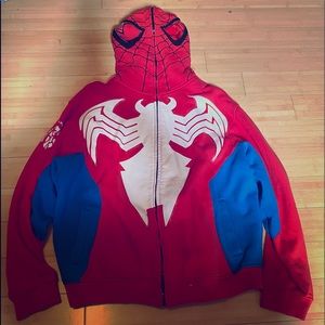 Xl Spider-Man hoodie, split zipper with eyes!